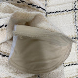 Mike Korwin Women’s Cream Jacket With Black & Gold Checkered Pattern Button