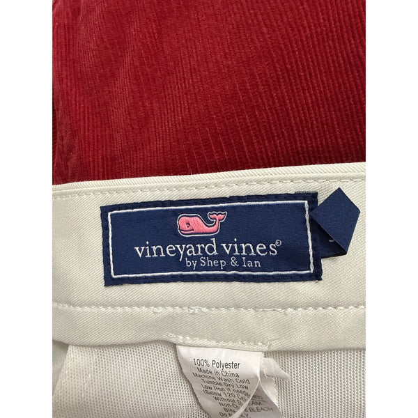 Vineyard Vines Mens Cream Polyester Dress Pants Flat Front Size 36 Machine Washable
