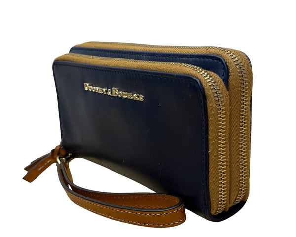 Dooney & Bourke Women’s Blue/Brown Leather Wristlet Wallet Size S