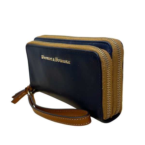 Dooney & Bourke Women’s Blue/Brown Leather Wristlet Wallet Size S