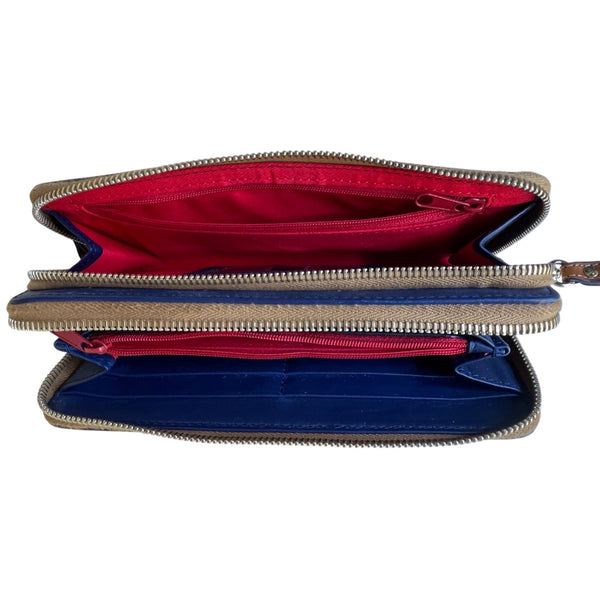 Dooney & Bourke Women’s Blue/Brown Leather Wristlet Wallet Size S