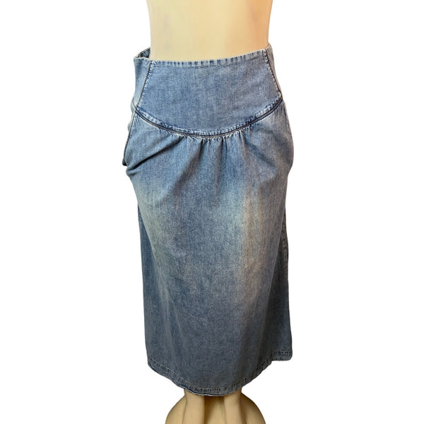 Eclectic Women's High Rise Blue Washed Long Skirt Sz 36