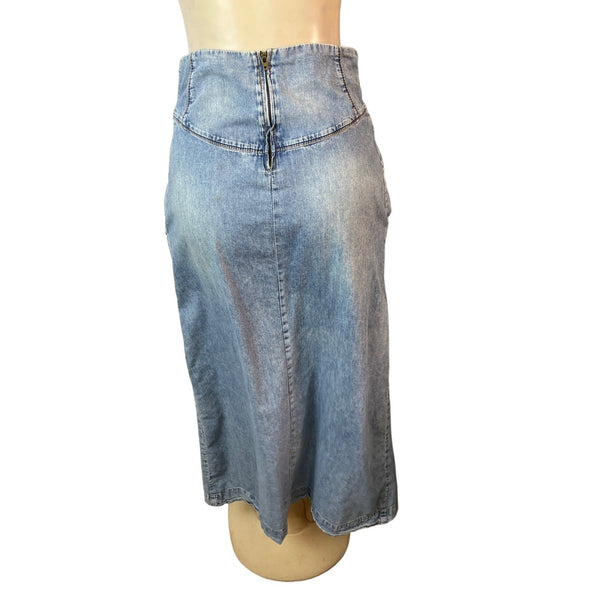 Eclectic Women's High Rise Blue Washed Long Skirt Sz 36