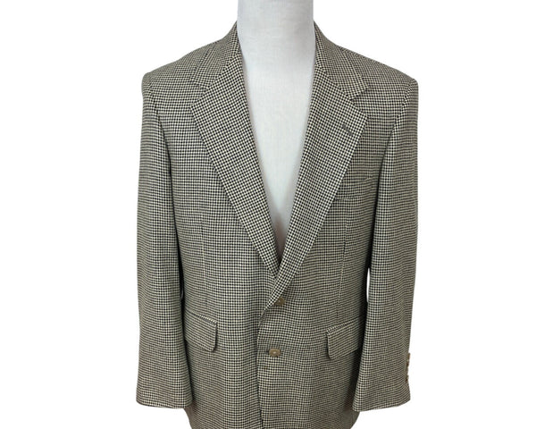 Nordstrom Mens Black and Beige Houndstooth Blazer Euro-300 Tailored USA Size M