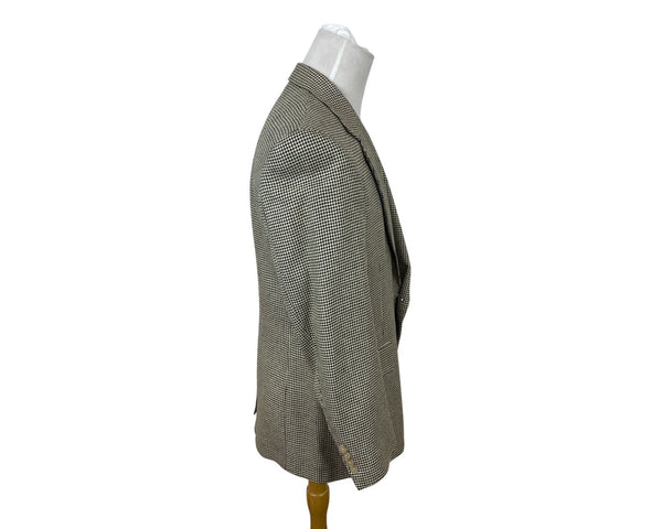 Nordstrom Mens Black and Beige Houndstooth Blazer Euro-300 Tailored USA Size M