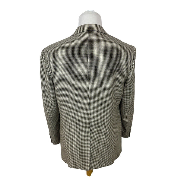 Nordstrom Mens Black and Beige Houndstooth Blazer Euro-300 Tailored USA Size M