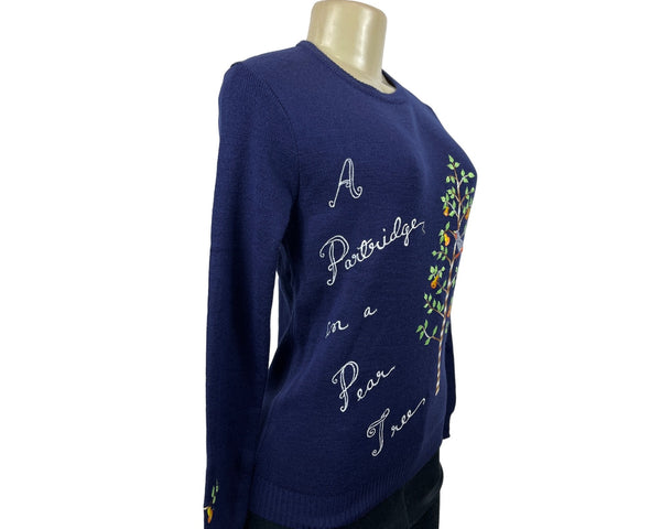 Cyn Totles Women's Dark Blue Pear Tree Design Sweatshirt Size M