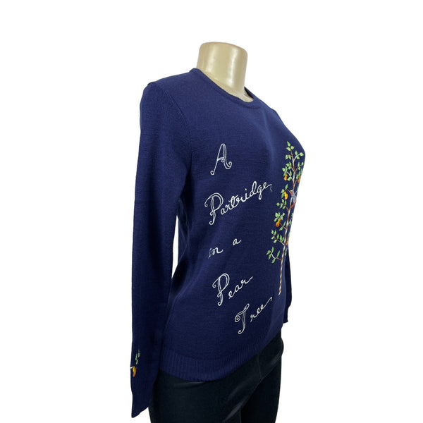 Cyn Totles Women's Dark Blue Pear Tree Design Sweatshirt Size M