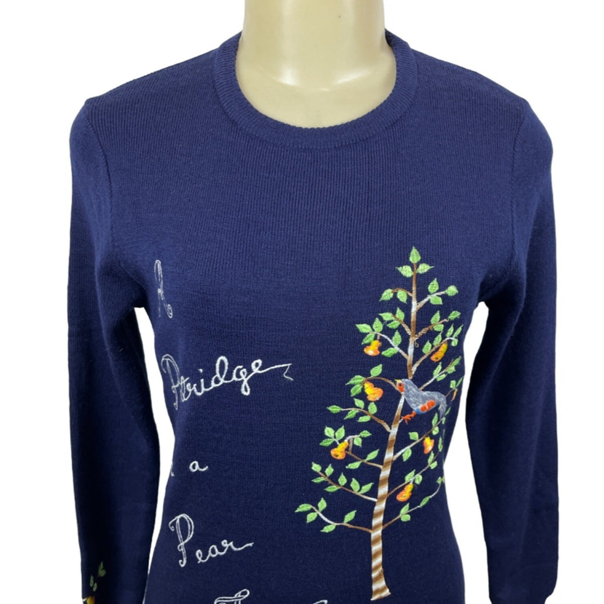 Cyn Totles Women's Dark Blue Pear Tree Design Sweatshirt Size M