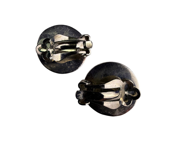 Vintage Sterling Silver Hammered Clip-On Ball Earrings Retro Style Jewelry