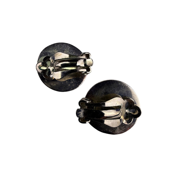 Vintage Sterling Silver Hammered Clip-On Ball Earrings Retro Style Jewelry