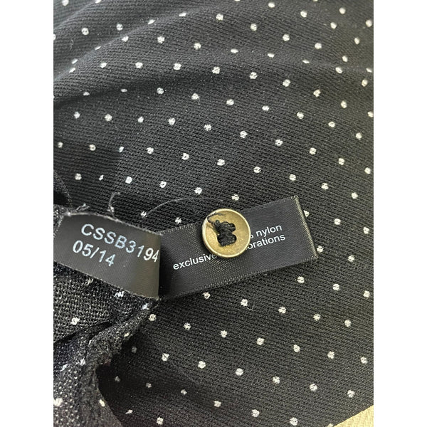 The Limited Womens Polka Dot Henley Blouse Button Detail 3/4 Sleeves Black & White Nylon Blend Size M New