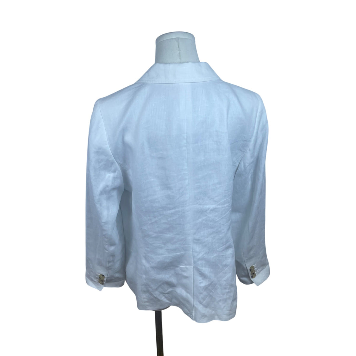 Talbots Women's White Linen Blazer Classic Single Button Jacket Size 12P