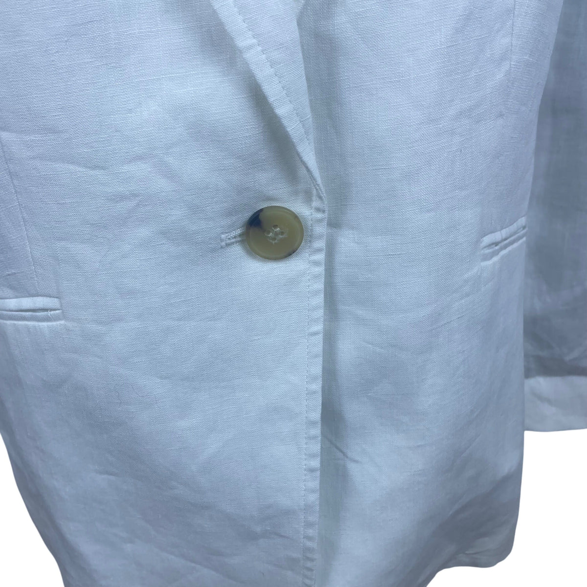 Talbots Women's White Linen Blazer Classic Single Button Jacket Size 12P