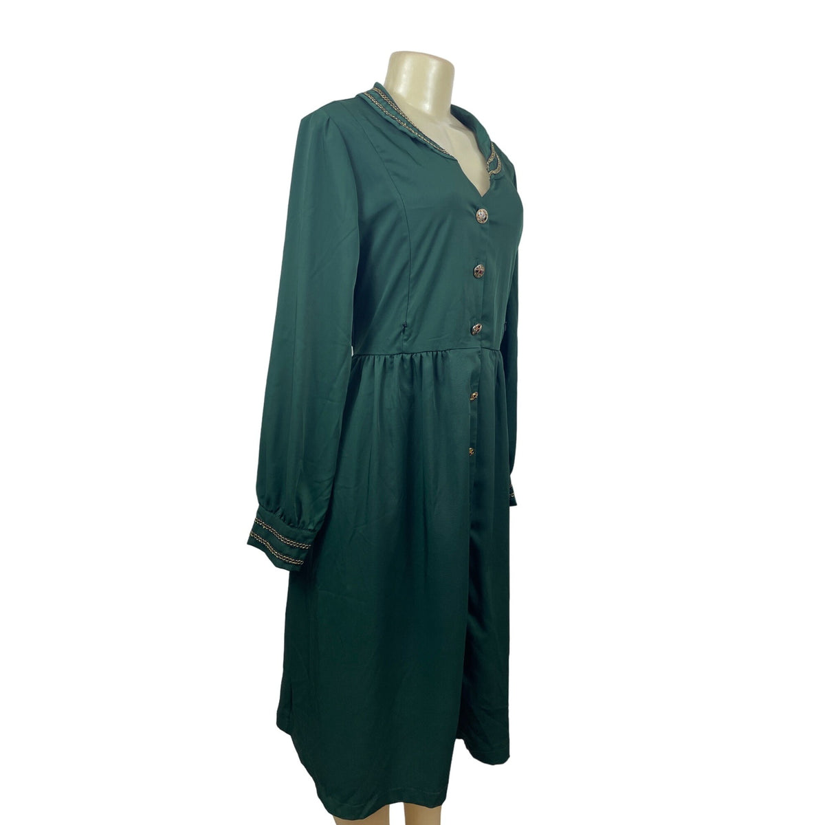XSL Women’s Green Zip Up pockets Button Arm Dress