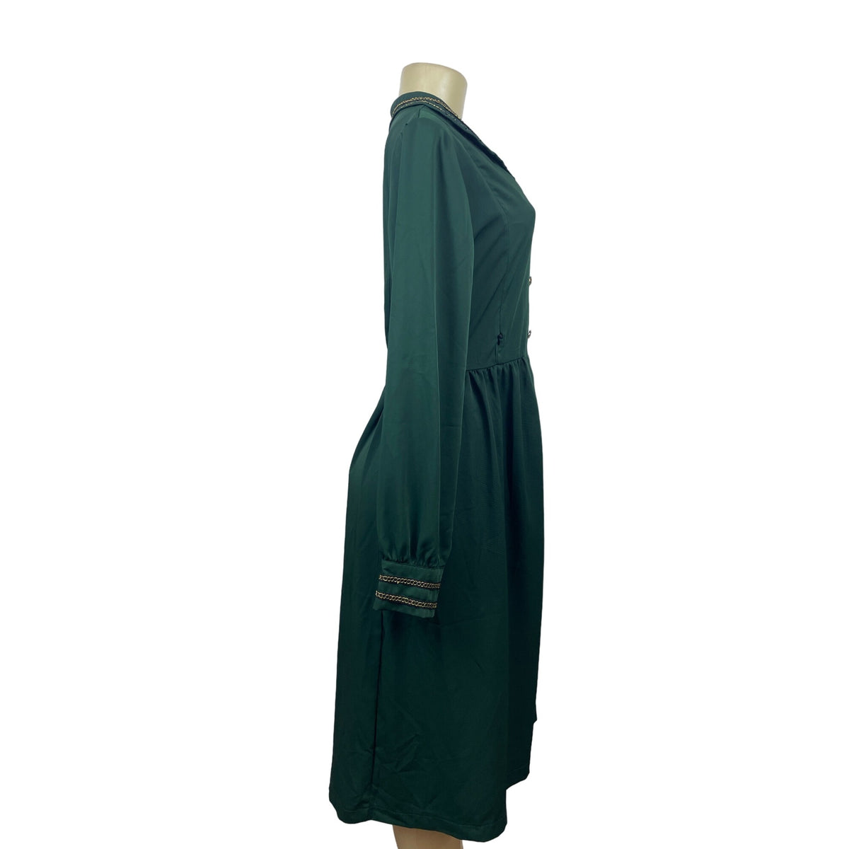 XSL Women’s Green Zip Up pockets Button Arm Dress