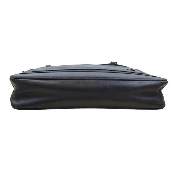 Givenchy Black Leather & Nylon Embossed Logo Zippered Top Messenger Bag Sz L