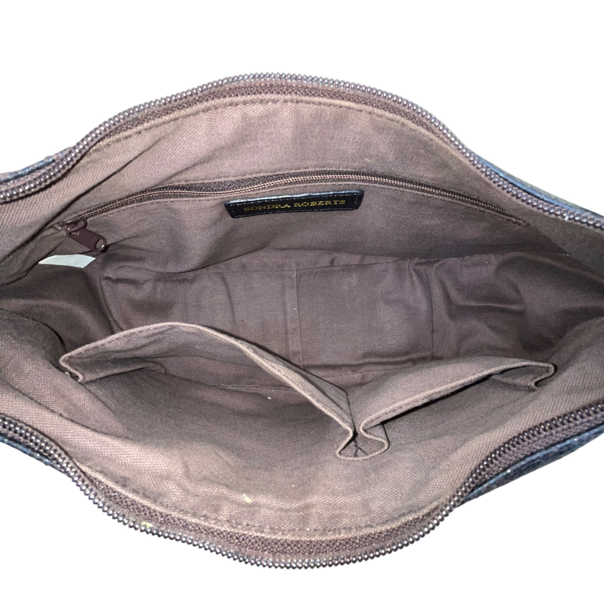 Sondra Roberts Women’s Black & Brown Crocodile Embossed Leather Shoulder Bag