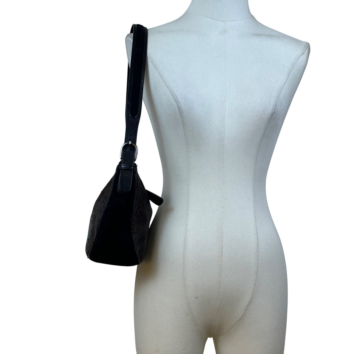 Sondra Roberts Women’s Black & Brown Crocodile Embossed Leather Shoulder Bag