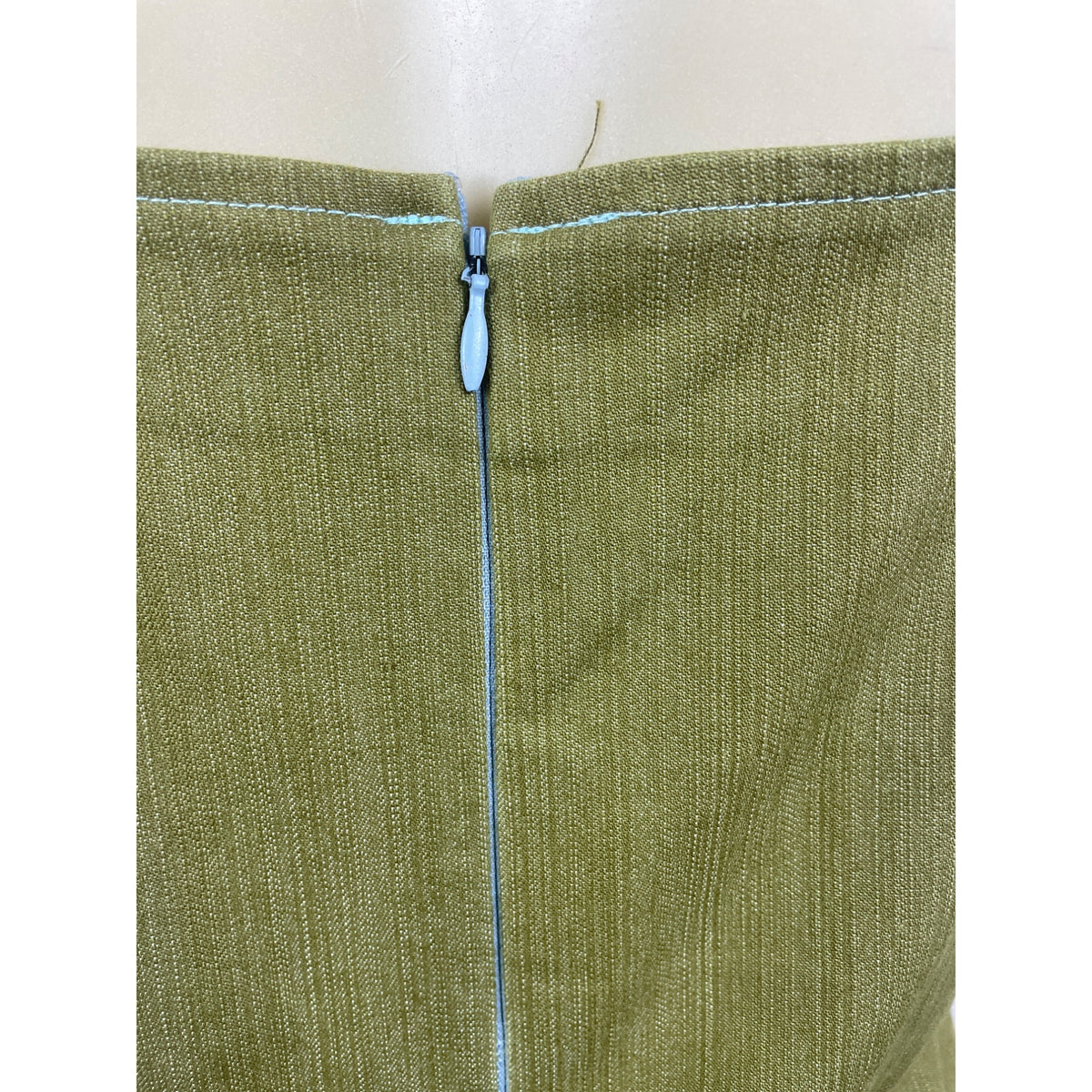 E.C. Star Women's Olive Green Sleeveless Denim Button Accent Midi Dress Sz L
