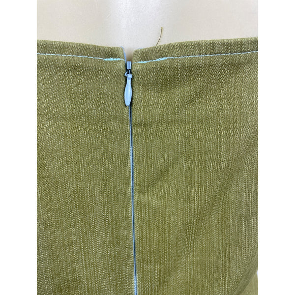 E.C. Star Women's Olive Green Sleeveless Denim Button Accent Midi Dress Sz L