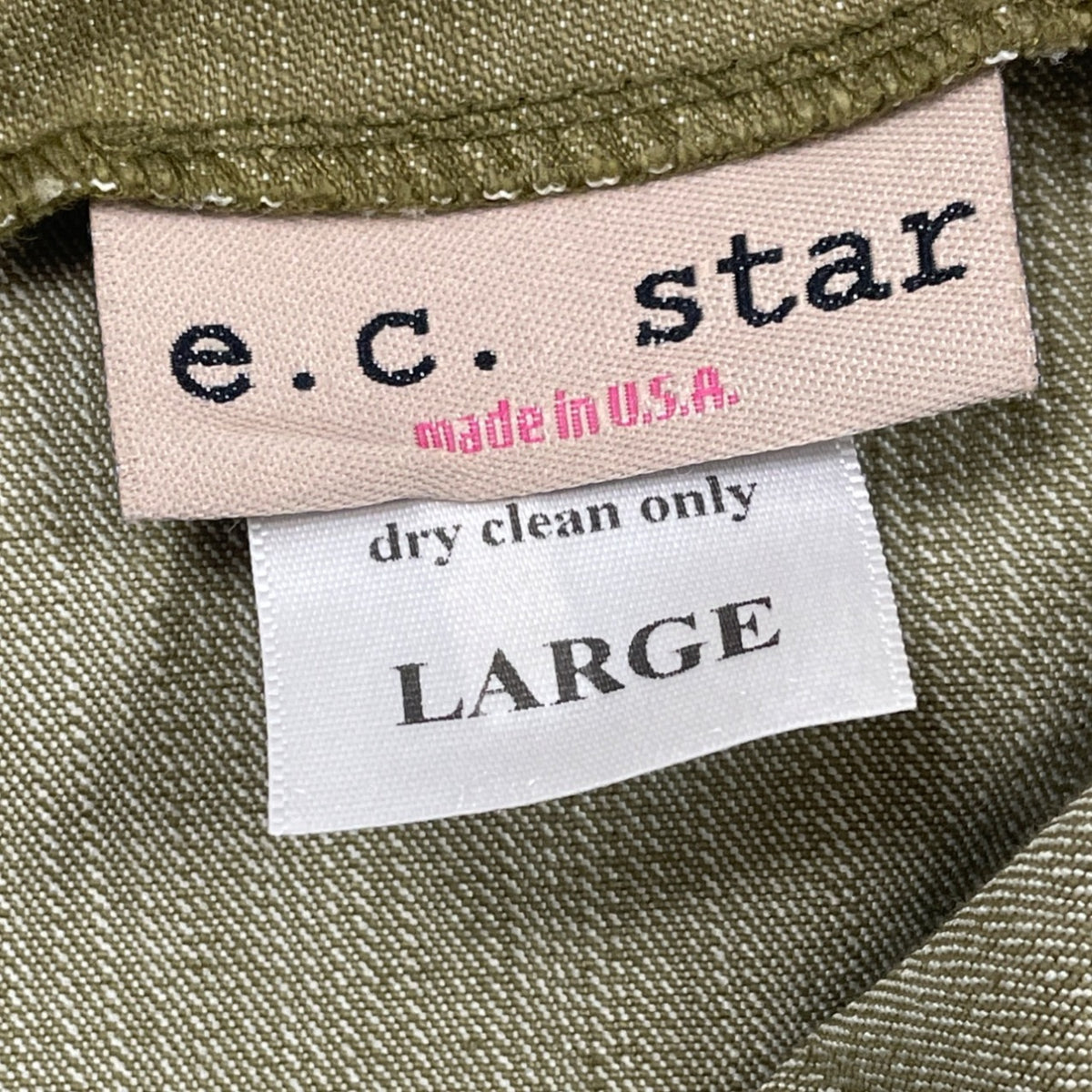 E.C. Star Women's Olive Green Sleeveless Denim Button Accent Midi Dress Sz L