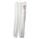 Forever 21 Womens White Cotton Jogger Pants Logo Embroidered Elastic Waist Size L