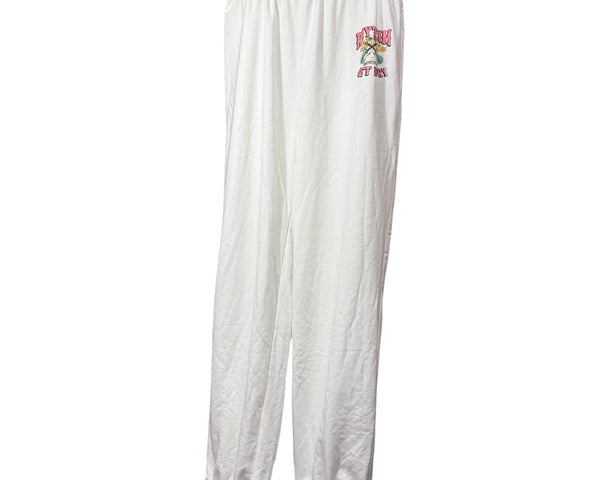 Forever 21 Womens White Cotton Jogger Pants Logo Embroidered Elastic Waist Size L