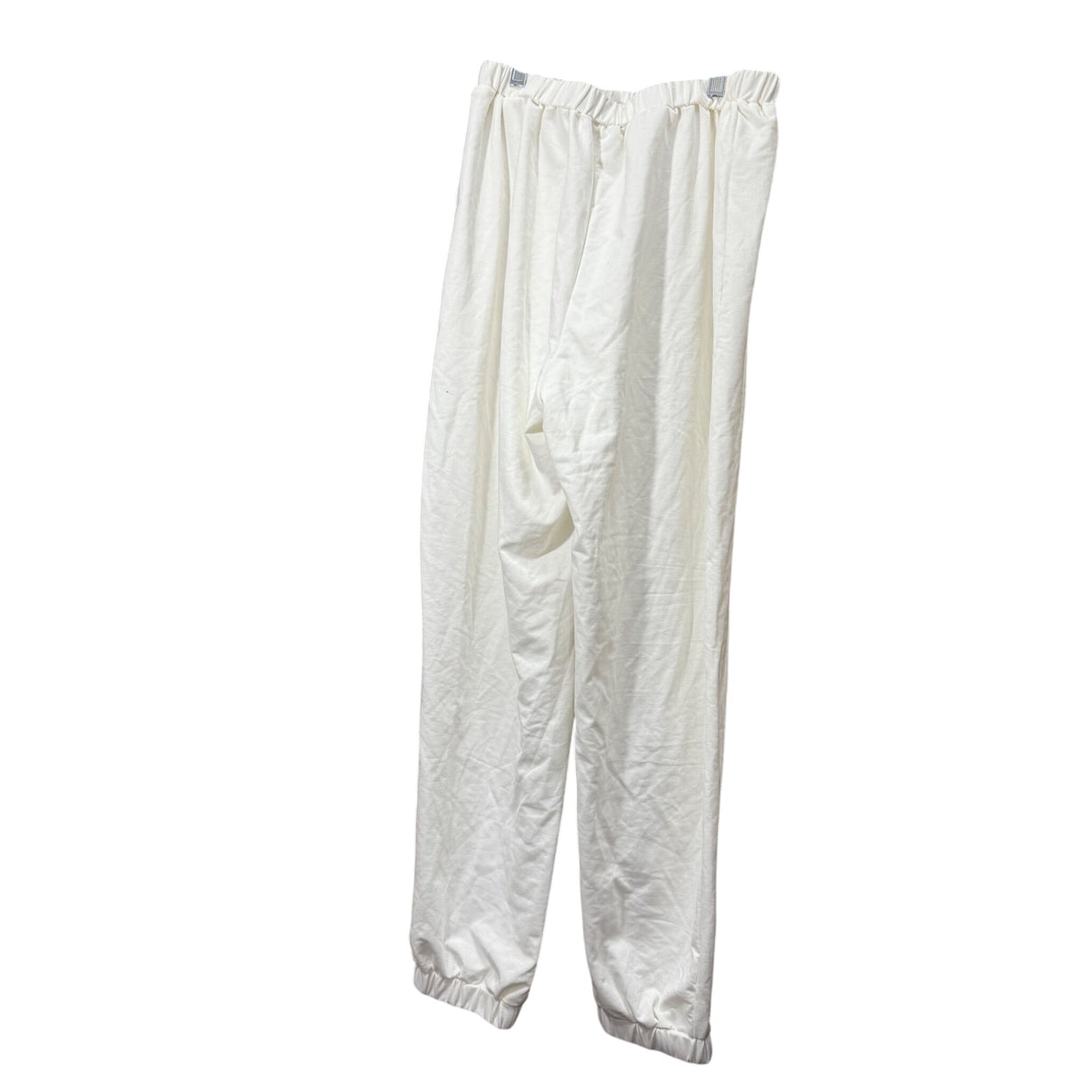 Forever 21 Womens White Cotton Jogger Pants Logo Embroidered Elastic Waist Size L