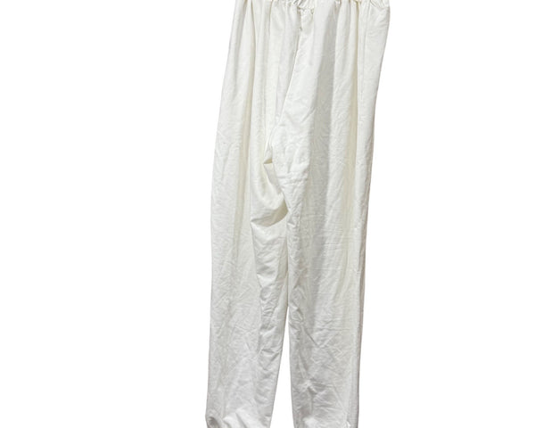 Forever 21 Womens White Cotton Jogger Pants Logo Embroidered Elastic Waist Size L