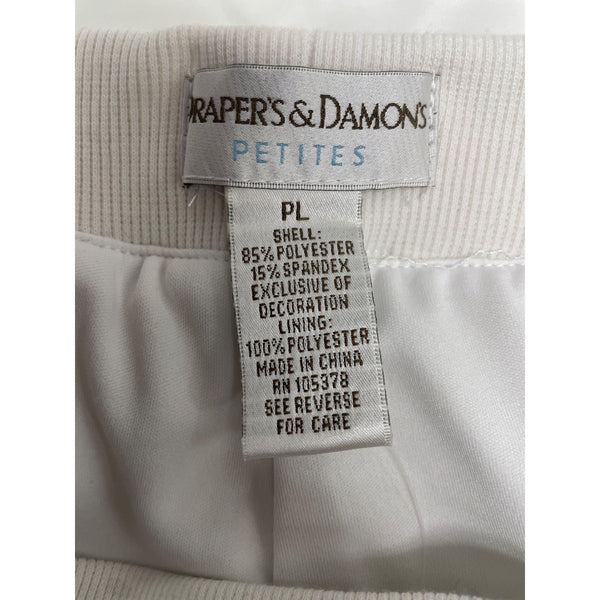 Drapers & Damons Women’s Petite Lrg White Stretch Pull-On Pants Sz PL - New