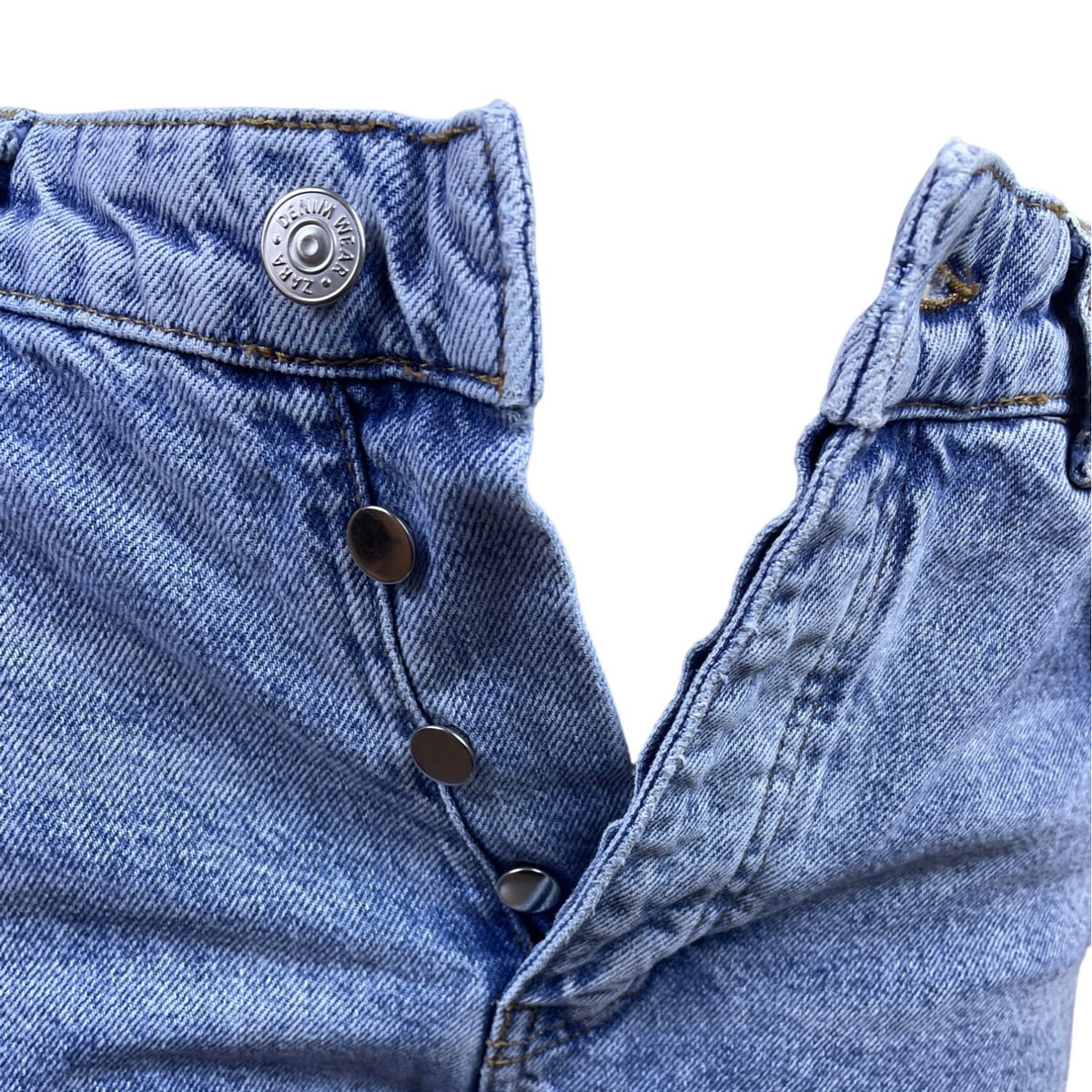 Zara Women's Blue Washed Denim High-Rise Crop Jeans With Frayed Hem Sz 6