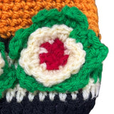 Handmade Orange Knitted Boho Small Crossbody Shoulder Bag with Flower Details