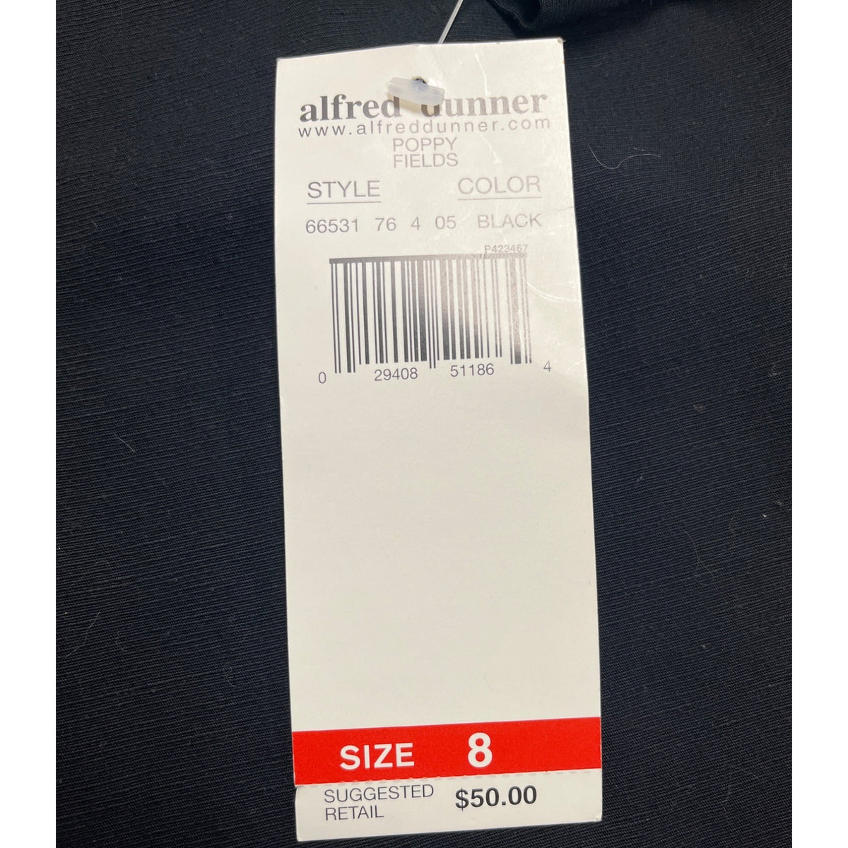 Alfred Dunner Women's Black Embroidered Floral Blouse Short Sleeve Size 8 - New