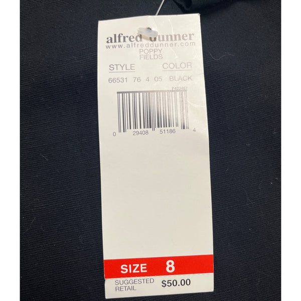 Alfred Dunner Women's Black Embroidered Floral Blouse Short Sleeve Size 8 - New