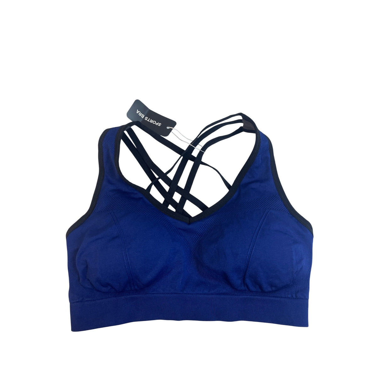 Vibe Sports Strappy Blue Sports Bra Womens Large Nylon/Spandex