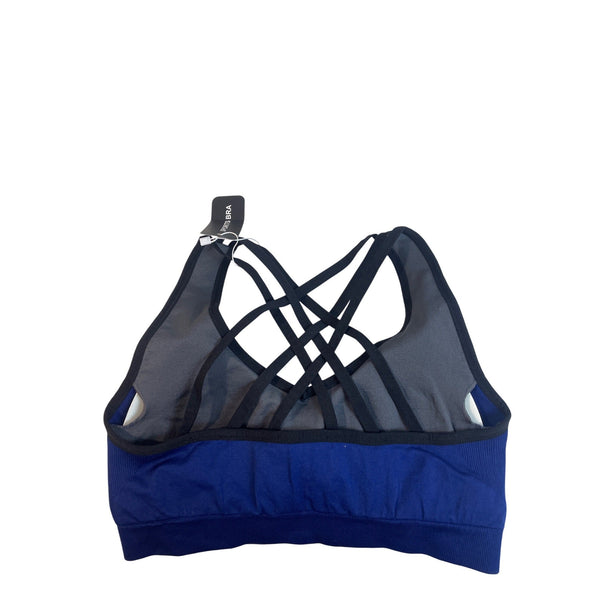 Vibe Sports Strappy Blue Sports Bra Womens Large Nylon/Spandex