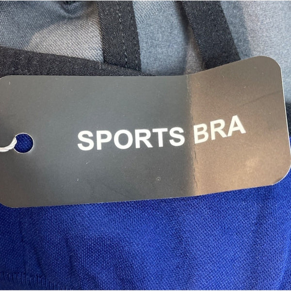 Vibe Sports Strappy Blue Sports Bra Womens Large Nylon/Spandex