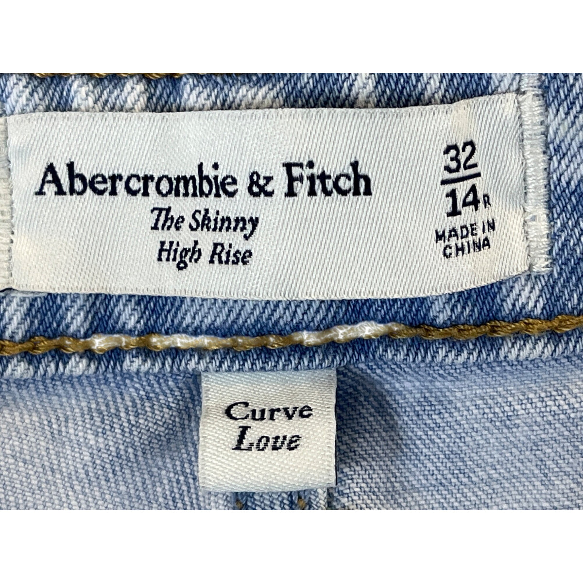 Abercrombie & Fitch Womens Light Wash Denim High Rise Skinny Jeans Curved Love Size 14R