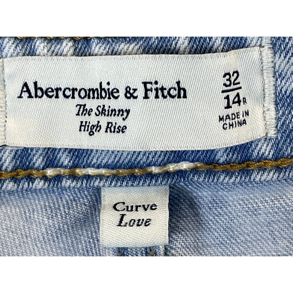 Abercrombie & Fitch Womens Light Wash Denim High Rise Skinny Jeans Curved Love Size 14R