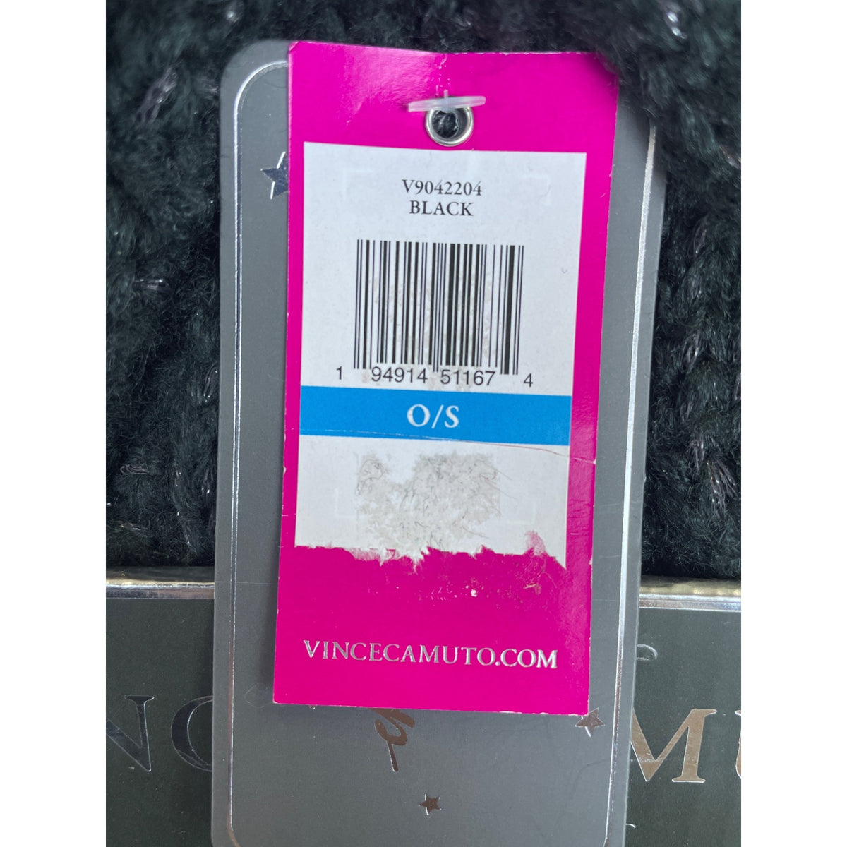 Vince Camuto Women’s Black Knit Hat & Scarf Set With Pom Detail One Size Gift Ready