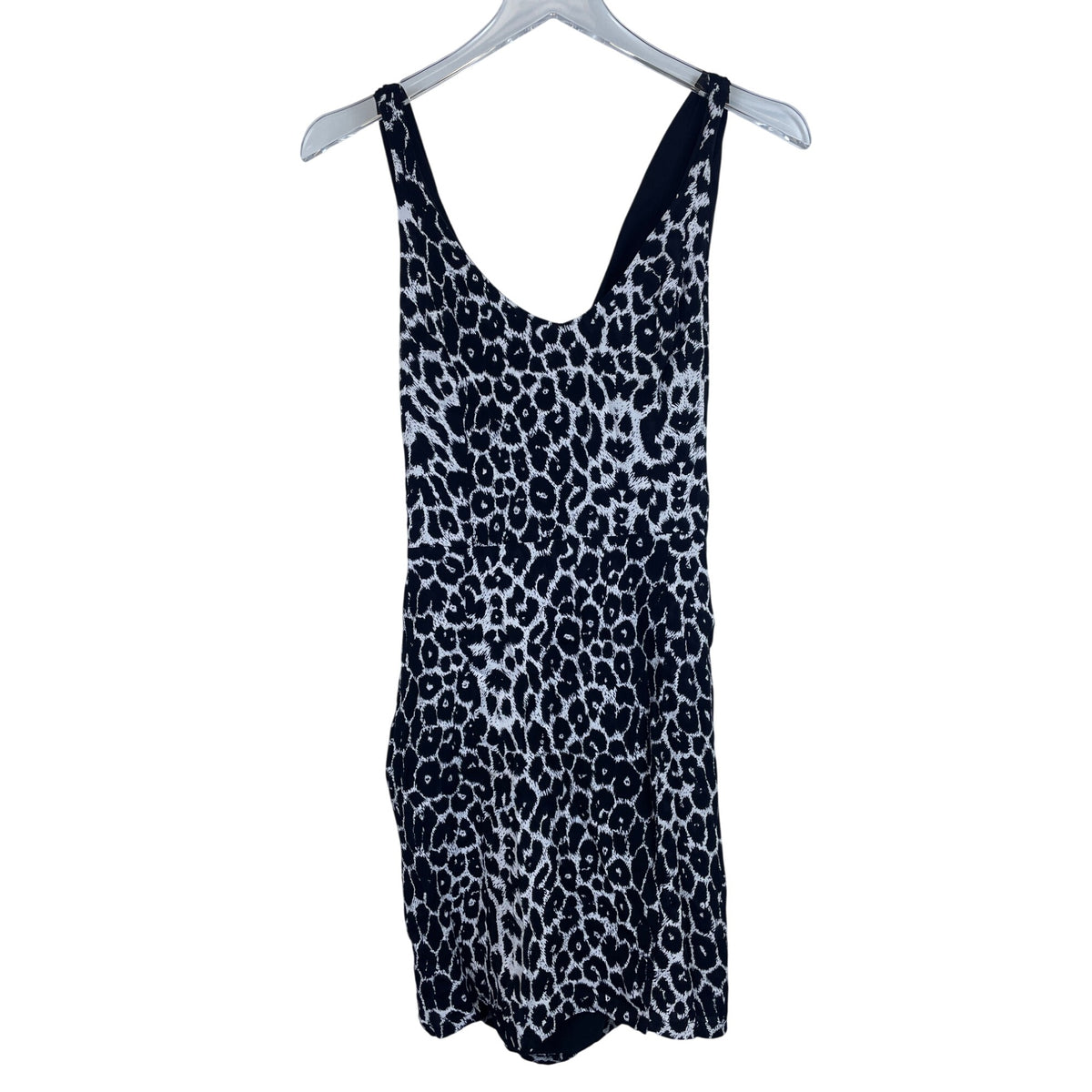 Myne Womens Black Leopard Print Sleeveless Mini Dress Rayon Silk Blend Size 6