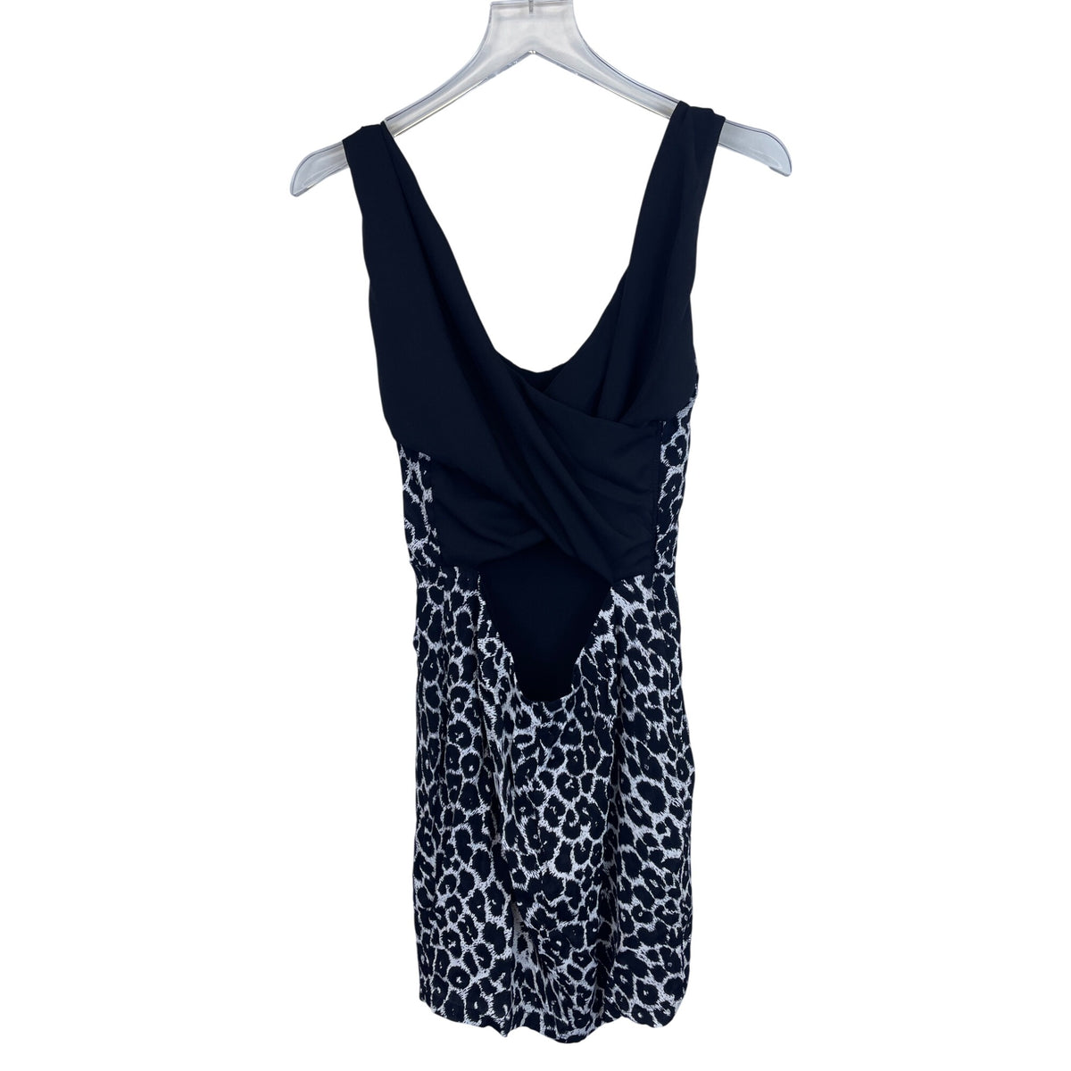 Myne Womens Black Leopard Print Sleeveless Mini Dress Rayon Silk Blend Size 6