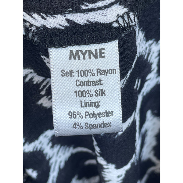 Myne Womens Black Leopard Print Sleeveless Mini Dress Rayon Silk Blend Size 6