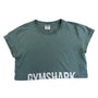 Gymshark Womens Green Cotton Crop Top Graphic Tee Size M Activewear Logo Print