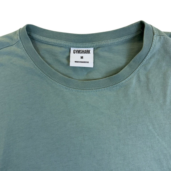 Gymshark Womens Green Cotton Crop Top Graphic Tee Size M Activewear Logo Print