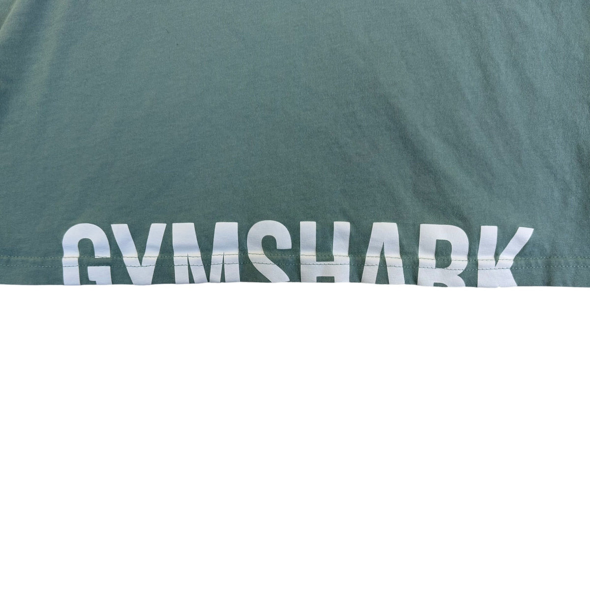 Gymshark Womens Green Cotton Crop Top Graphic Tee Size M Activewear Logo Print
