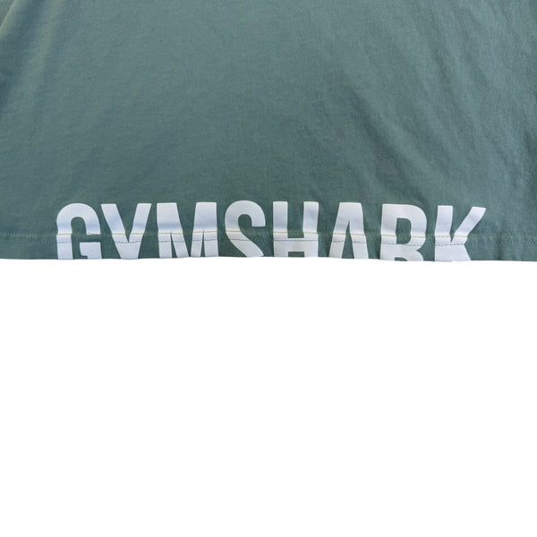 Gymshark Womens Green Cotton Crop Top Graphic Tee Size M Activewear Logo Print
