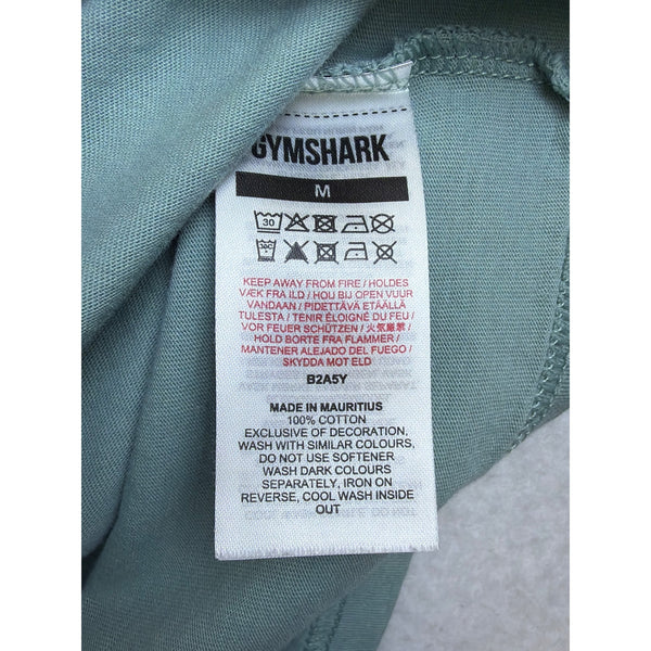 Gymshark Womens Green Cotton Crop Top Graphic Tee Size M Activewear Logo Print