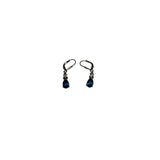 Elegant Womens Blue Dangling Crystal Earrings Gunmetal Finish Drop Style